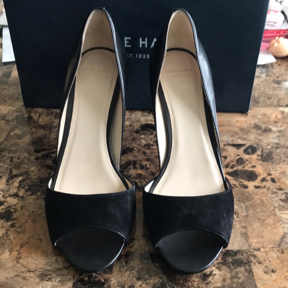 Black Open Toe Pump (85mm)